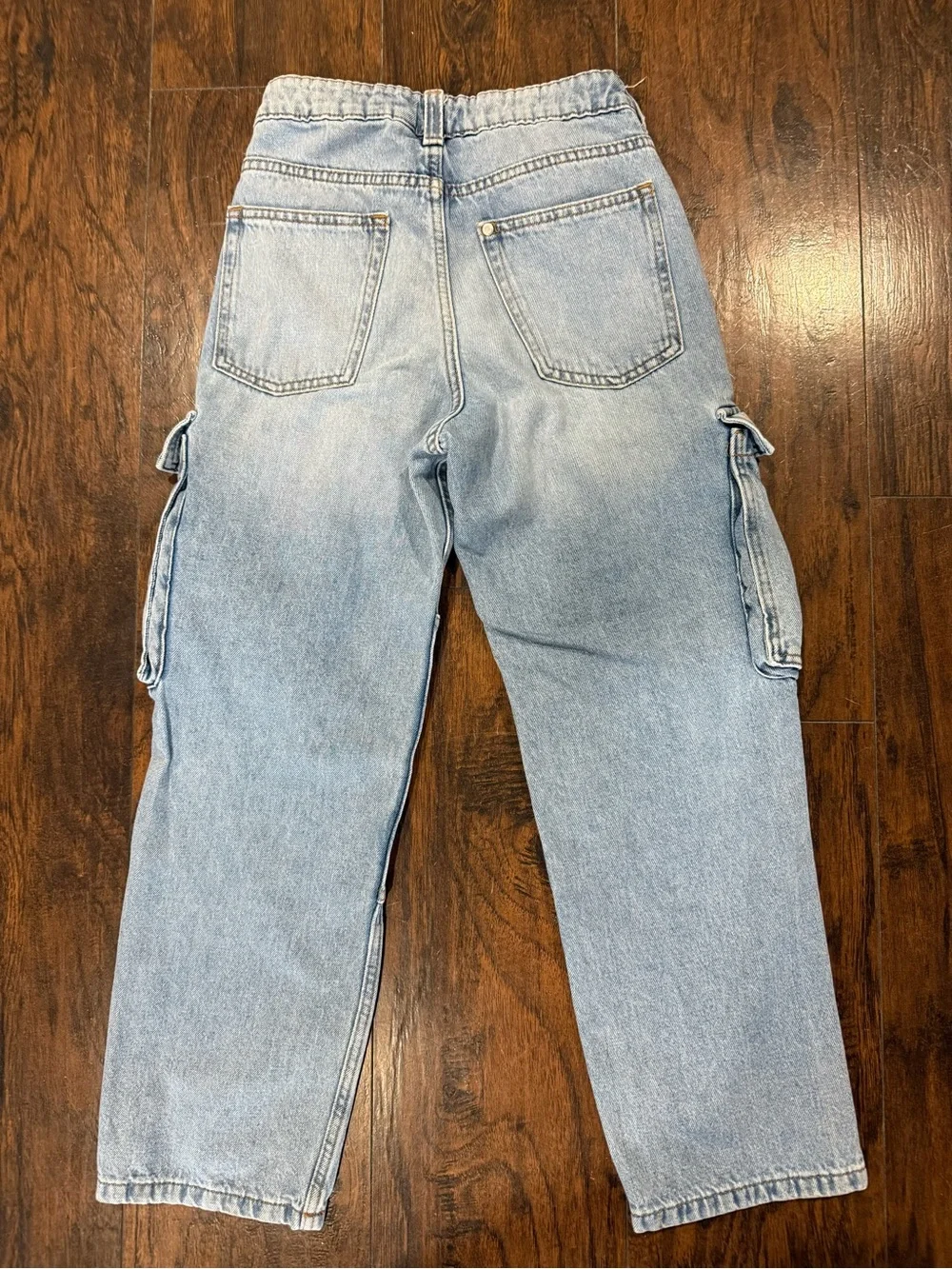 H&M Boys Loose Fit Cargo Jeans, 10-11Y, US 12, Light Wash, Baggy Denim